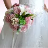 Brudbröllop Buketter Konstgjord Silk Rose Lily Bridal Bouquet Bröllop Bröllop Bukett Brud Holding Blommor Brudtärna Bröllopsbukett