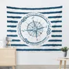 Nautical Navy Tapestry Hem Dorm Striped Wall Hängande Tyg Anchor Tapiz Tapestries Sea Turtle Carpet Dekorativ filt