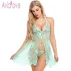 Avidlove Sexy Abrir Babydoll lingerie erótica Hot Sex Costume Floral Lace curto Mini Pijamas Roupa de Noite Exotic Vestuário Preto C19010801