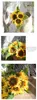 7 رؤساء الحرير عباد الشمس الاصطناعي زهرة وهمية فلوريس باقة محاكاة الزهور البلاستيكية تزيين حفل زفاف الديكور