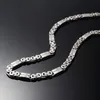 Nieuwe Collectie 8mm Silver Rvs Flat Chain Mens Byzantine Armband Ketting Set Sieraden 55cm / 60cm / 70cm