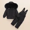 Iyeal Kinderkleding Meisjes Jongens Down Jas Kinderen Warme Snowsuit Bovenkleding + Romper Kleding Set Russische kinderjassen