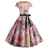 Femmes Vintage Robe d'été à manches courtes à manches florales Robe Rockabilly Robe Femme Vestidos plus taille Polka Dot Party Dress8972051