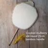 Handmade White Blank Vintage Hand Fans Bamboo Handles Chinese Traditional Mulberry Silk Fan Dance DIY Hand Painting Embroidery