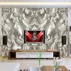 Klassisches Weiß European Style Relief 3D Stereoscopic TV Hintergrund Wandbilder Wohnzimmer Hotels Innen Home Decor Wallpaper