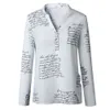 Dames blouses shirts vrouwen duidelijke letters witte blouse vrouwelijke casual lange mouw v hals knop shirt tops femme 2021 @ 30