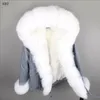 Vit Fox Furs Maomaokong Märke Tjej Snörockar Vit Räv och Rabbit Pur Threshold Trim Rabbit Fur Foder Grå Mini Parkas Tyskland Frankrike