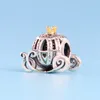 Delicate and stylish pumpkin car charm authentic 925 sterling silver with CZ diamonds suitable for DIY bracelet beaded ladies gift9062178