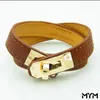 Leather Fashion-Multilayer Pu H bracciali per le donne braccialetti del polsino Uomini oro fibbia Wristband Pulseras Hombre Maschio Gioielleria