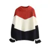 Women Sweater Christmas Pull Winter Jumper Tops Warm Long Sleeve Knitted Loose Patchwork Pullover Flare Sleeve Sweaters8917886