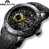 MEGALITH Fashion Gold Dragon Sculpture Watch Мужские кварцевые часы Водонепроницаемые спортивные часы с большим циферблатом Мужские часы Top Luxury Brand Clock LY191206