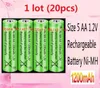 transporte livre 20pcs 1 Lote 5 baterias 1.2V 1200mAh Ni-MH bateria recarregável 1,2 Volt Ni MH Verde