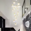 Staircase long LED Pendant Lighting luxury crystal lamp villa hotel Pendant Lighting postmodern rotating stair Pendant Light