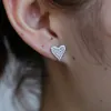 Wholesale-valentines gift heart earring stud for girl lover gift micro pave cz small cute heart minimal delicate 925 sterling silver studs