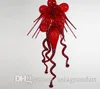 Unikalny projektant dmuchany szkło czerwony żyrandol Chiny fabryki-wylot szklany sztuka żyrandol sypialnia wystrój szklane żarówki led żyrandol