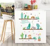 Potted green plant cat Nordic fresh and modern porch door restaurant bar background decoration wall stickers