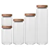 350/650/950ml/1250ml/1550ml bottles Bamboo Lid Glass Airtight Canister Storage Jars Grains Leaf Coffee Beans Candy Jar