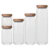 350 650 950 ml 1250 ml 1550 ml bouteilles couvercle en bambou verre boîte hermétique bocaux de stockage Grains feuille grains de café pot de bonbons234f