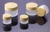 5 10 15 30 50 G / ML Empty Refillable Containers with Wooden Grain Screw Caps and Inner Lids, Round Glass Jars for Cosmetic Body Lotions