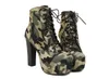 Vendita calda-Autunno Inverno Donna Stivaletti Tacchi altissimi Stringati in pelle 4,5 cm Piattaforma Camouflage Stivaletti corti Scarpe da donna Articolo n. XZ-010