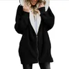 女性ジッパーカーディガンフード付きジャケット冬ファッションカジュアルプラッシュセーター長袖暖かいオーバーコートトップアウトウェアコートパーカー-F18