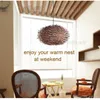 wicker pendant lamp handmade bird nest suspension light hotel restaurant mall bar lounge porch rattan hanging chandelier lighting