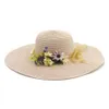 2019 Zomerpapier Straw Large Wide Sun Hats Floral Decorate Women Ladies Girls Beach Sunbonnet opvouwbare vrouwelijke Topee Sunhat7248398