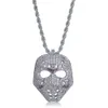 Personalized Vintage Skull Mask Pendant Chain Necklace 18K White Gold Plated CZ Cublic Zircon Hip Hop Rapper Halloween Party Jewelry Accessories Gifts for Men Women