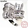 Vecalon Deluxe Promise Ring 925 prata esterlina Diamond Big Engagement Alianças de casamento para mulheres Joias de festa