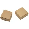 5,5 * 5,5 * 2,5 cm Presentförpackning Brun Kraft Papperslåda Små vikbara hantverk Papperslådor Candy Smycken Matpaket Paperboard Box 50pcs / Lot