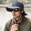 2019 Wojskowe Panama Safari Boonie Sun Hats czapka Summer Mężczyzn Kobiet Kamuflażowy kapelusz wiadra z sznurkiem Cap1965270