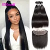 Malaysian Straight Virgin Hair Bundles With Frontal HDTransparent Lace Frontal Dhgate Cheap Remy Human Hair 3/4 Bundles With Frontal Closure