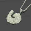 Hip Hop Shrimp i Diamond Sauce Pendant Halsband för män Kvinnor Hänsa hängsmycken Guld Silverkedja Halsbandsmycken Gift6673775