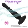 Silicone USB-uppladdningsbara analpärlor Buttplugg Vibrator Long Anus Vibrator Anal Plug Sexleksaker för kvinnor J2204