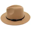 Classic Belt Buckle Decor Women Wool Felt Fedora Wide Brim Jazz Hats dames panama chapeau formel Carnival Fascinator Hats8992609
