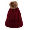 ソリッドハットスキースカルキャップニット帽子毛皮POMビーニーウィンターかぎ針編みスカーフキャップファッションクリスマスパーティーハットウール屋外キャップギフトAZYQ6231