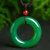 Fine Jewelry Natural Green Jade Medullary Round Pendant Lucky Blessing Necklace Women Men Gifts Hot 2019 Jade statue
