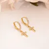 Boucles d'oreilles à breloques fines GF en or massif pour femmes et filles, bijoux de fête chrétienne, Design spécial, que Dieu bénisse women2895499