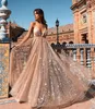 Abiti da ballo con paillettes scollo a V economici economici Tulle Backless Robe De Soiree Nuovi spallacci Abiti lunghi da festa Abendkleider Evening D318Y