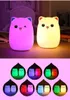 2s Kolorowe Silikonowe Miękkie USB Akumulator Zwierząt Noc Light Cute Cat Stół Lampa Dorośli Dzieci Baby Sypialnia LED Light Przedszkole Lampa Night