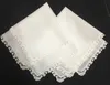 Uppsättning av 12 mode damer näsdukar vit mjuk bomullsspets bröllop brud hankies vintage hanky för brudens mor 12x12291630104