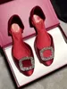 20ss Designer sandals Women Viv Mules Bikiviv Strass Sandal Real Silk Leather Low Cover heel Slippers Free Shipping