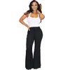 Cintura alta calça casual calças de fundo 2020 mulheres moda push up plissado longo calça primavera cor sólida plus size flare sweetpant