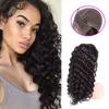 Cabelo virgem malaio 13X4 peruca frontal rendada onda profunda 14-32 polegadas faixa ajustável pré depenada cabelo humano perucas encaracoladas