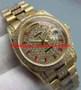 Orologio di lusso 8 stile di medie dimensioni in oro giallo 18 carati Quickset con diamanti completamente pavimentati quadrante 36 mm orologi da uomo automatici di moda orologio da polso258D