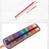 Wholesale 72 Pcs/Set School Pencil With Folding Black Pen Bags Students Mix Colors Pencil With Pouch Drawing Art Pencil DH1198