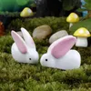 Pasen Mini Bunny Decorations Wit Konijn Groot Oor Konijnen Mos Micro Landschap Hars Fairy Tuin Ornament voor Thuis Pasen-geschenken voor kinderen
