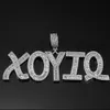Hip Hop personalizado Baguette carta colgante collar combinación letras nombre colgante 24 pulgadas tenis collares Zirconia joyería