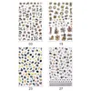 4pcs Summer Nail Art Stickers Holographics Laser Leaves Geometric 3D Adhesive Slider Nail Decoration Gold Black White Foil Set