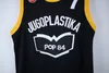 Toni REAL PICTURES Kukoc # 7 JUGOPLASTIKA POP 84 YOUGOSLAVIE Maillots de basket-ball rétro noirs pour hommes cousus personnalisés avec n'importe quel numéro